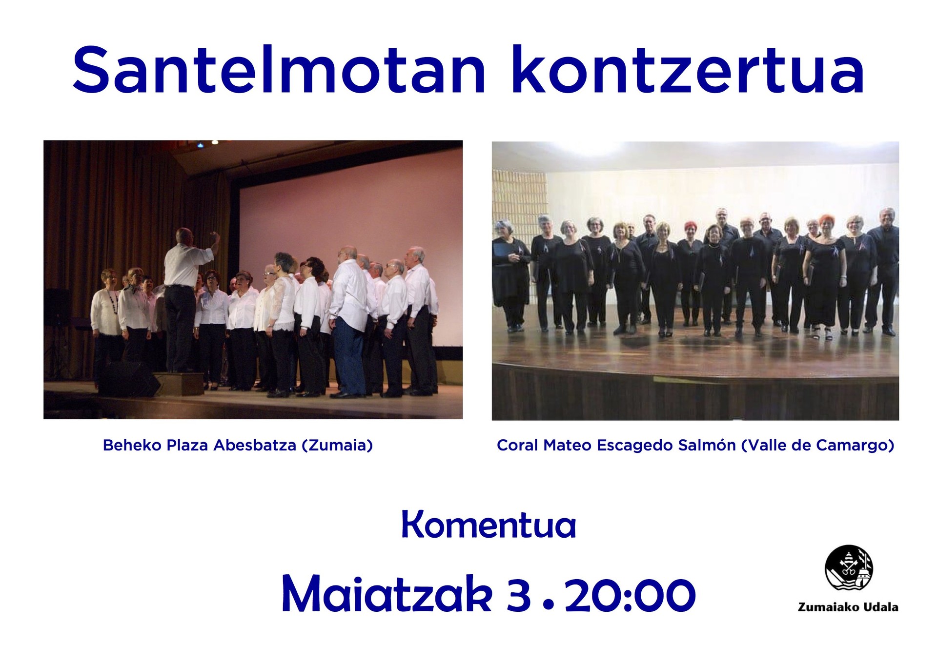 Bi abesbatzaren kontzertua egingo da bihar Komentuan, repetizioen hasieran