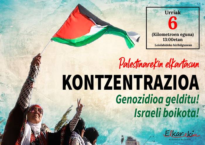 Elkarretaratzea: 'Genozidioa gelditu! Israeli boikota!'