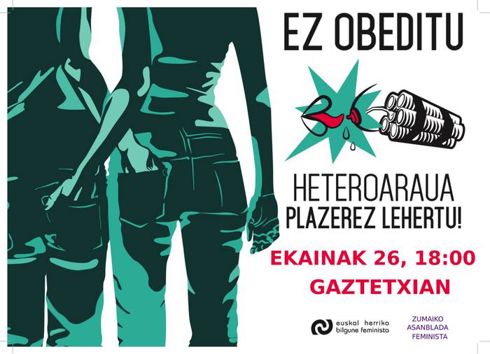 'Ez obeditu, heteroaraua plazerez lehertu!' hitzaldia, ostiralean, Gaztetxean
