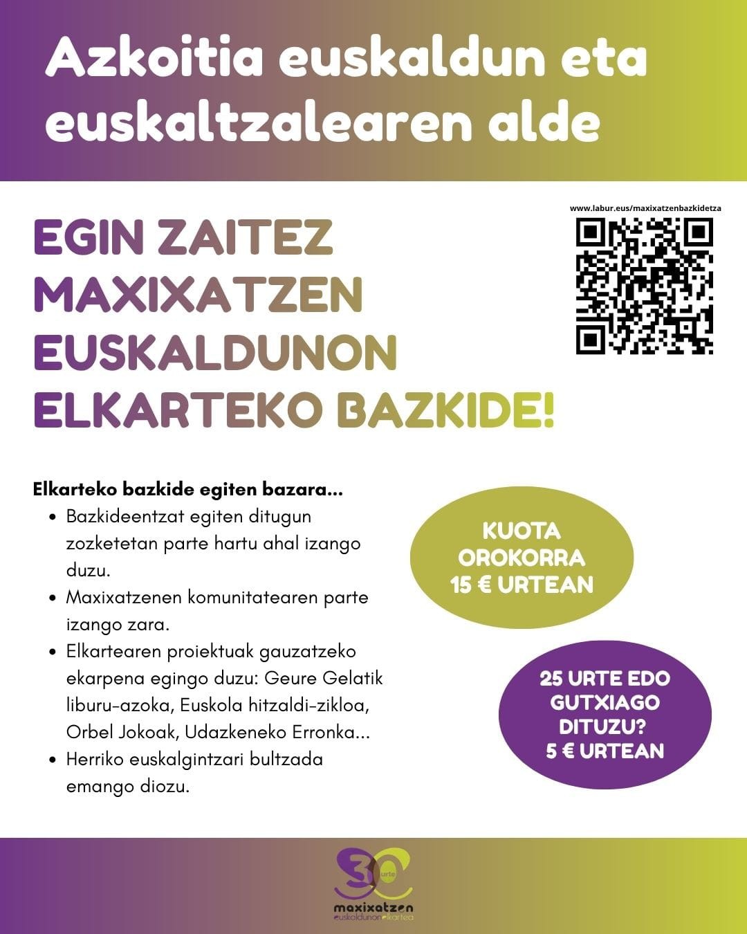Egin zaitez Maxixatzen Euskaldunon Elkarteko bazkide