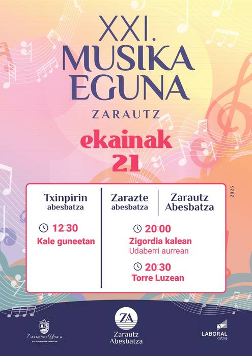 XXI. Musikaren Eguna: Txinpirin, Zarazte eta Zarautz abesbatzak
