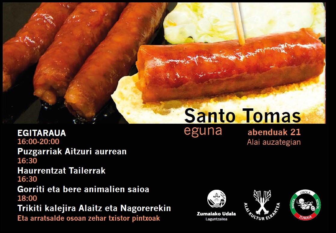 Santo Tomas eguna ospatuko da gaur arratsaldean Alai auzategian