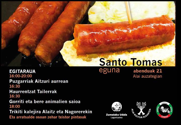 Santo Tomas eguna ospatuko da gaur arratsaldean Alai auzategian