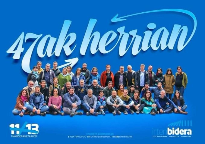 Dagoeneko 8.000 atxikimendu baino gehiago jaso ditu '47ak Herrian' manifestuak