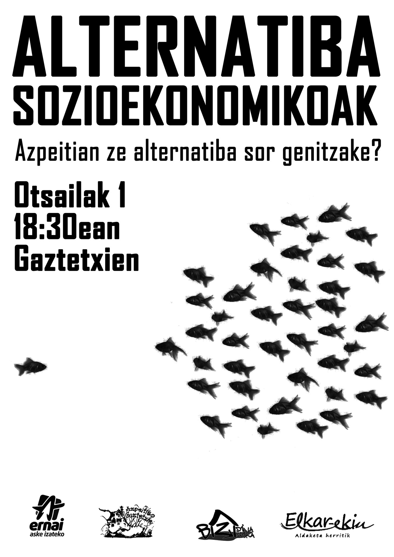 Azpeitian alternatiba sozioekonomikoak aztertzeko bilera izango da Gaztetxean, otsailaren 1ean