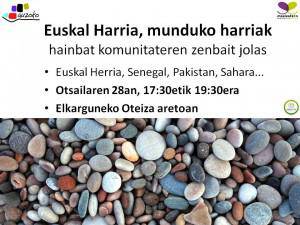 Auzoko: "Euskal Harria, munduko harriak", hainbat komunitate, zenbait jolas