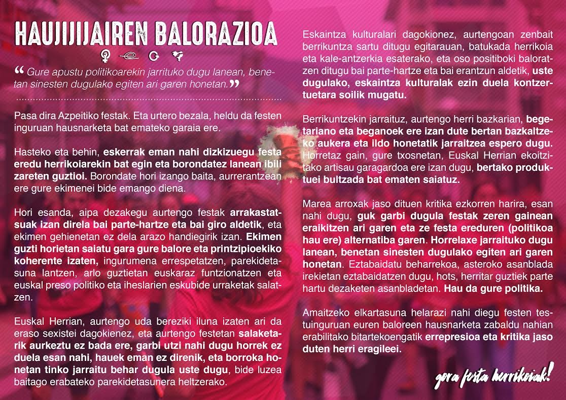 San Inazio festen balorazioa