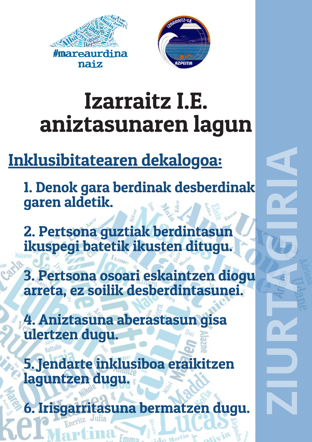 Izarraitz igeri elkarteak Marea Urdina Ziurtagiria jaso du