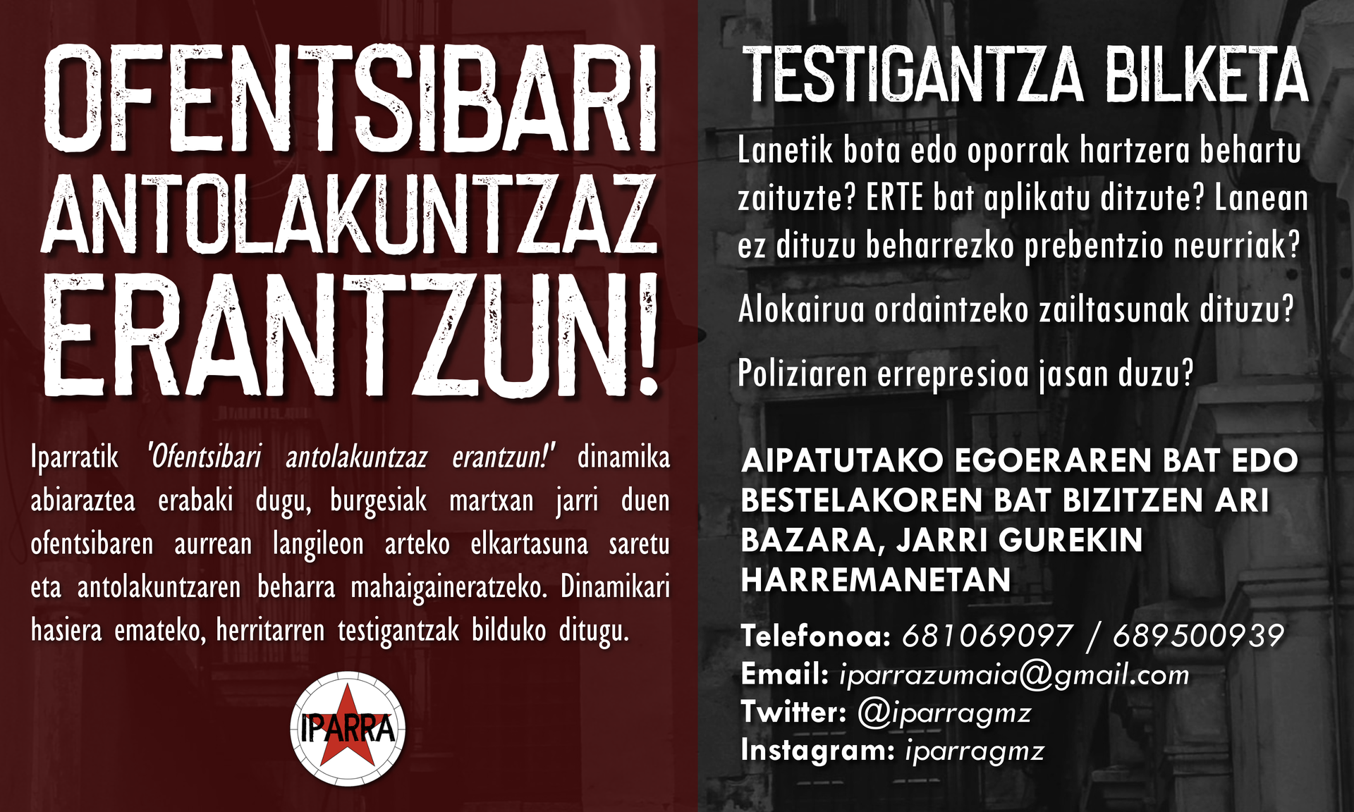 'Ofentsibari antolakuntzaz erantzun!' dinamika abiatu du Iparrak