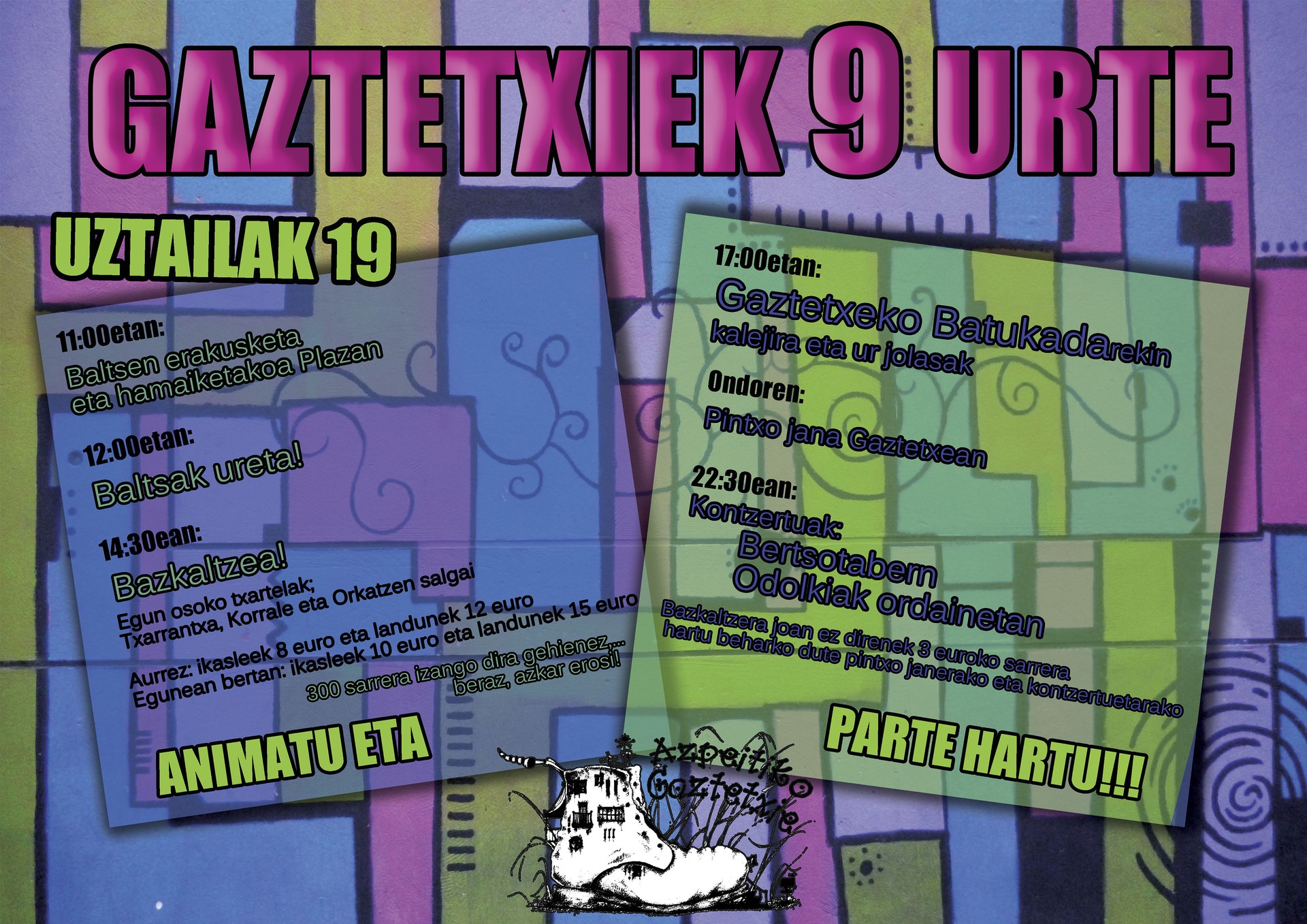 Gaztetxearen bederatzigarren urteurrena ospatuko dugu zapatuan