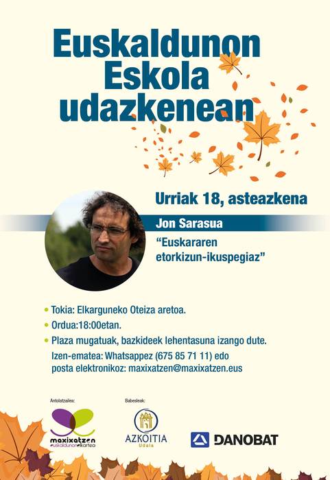 Jon Sarasuaren hitzaldia: 'Euskararen etorkizun-ikuspegiaz'