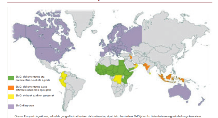 EMG munduan kokatzeko mapa