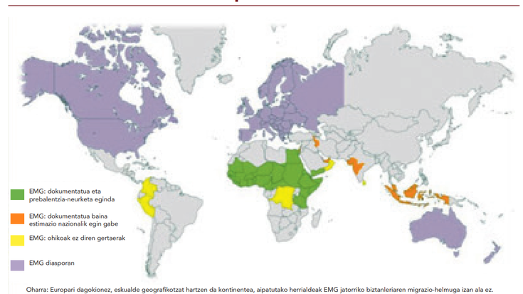 EMG munduan kokatzeko mapa