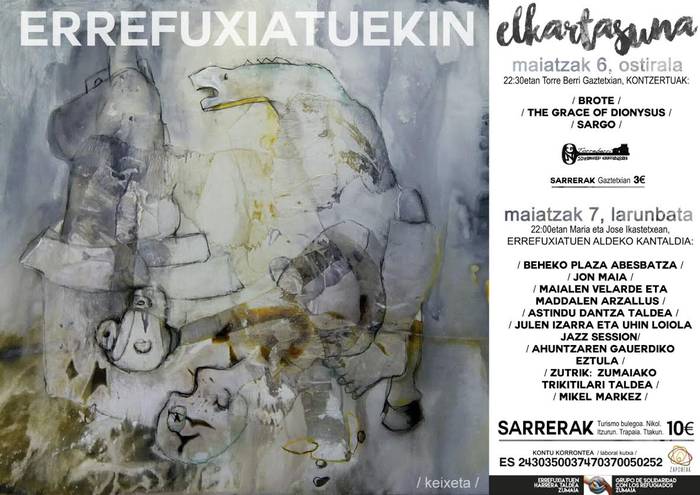 Errefuxiatuei elkartasuna adierazteko kontzertuak izango dira asteburuan