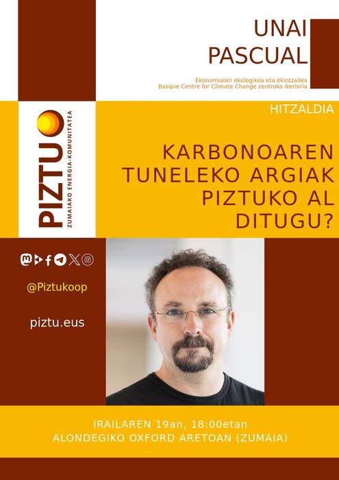 Hitzaldia: Unai Pascualen 'Karbonoaren tuneleko argiak piztuko al ditugu?'
