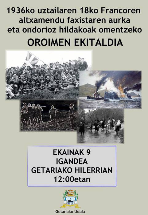 Francoren aurka altxatu ziren hildakoak omenduko dira igandean Getarian