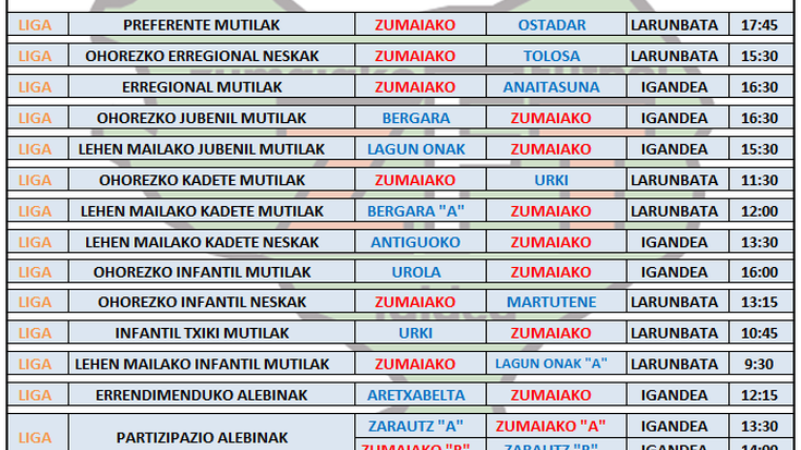 Asteburuko partidak Aita Mari futbol zelaian