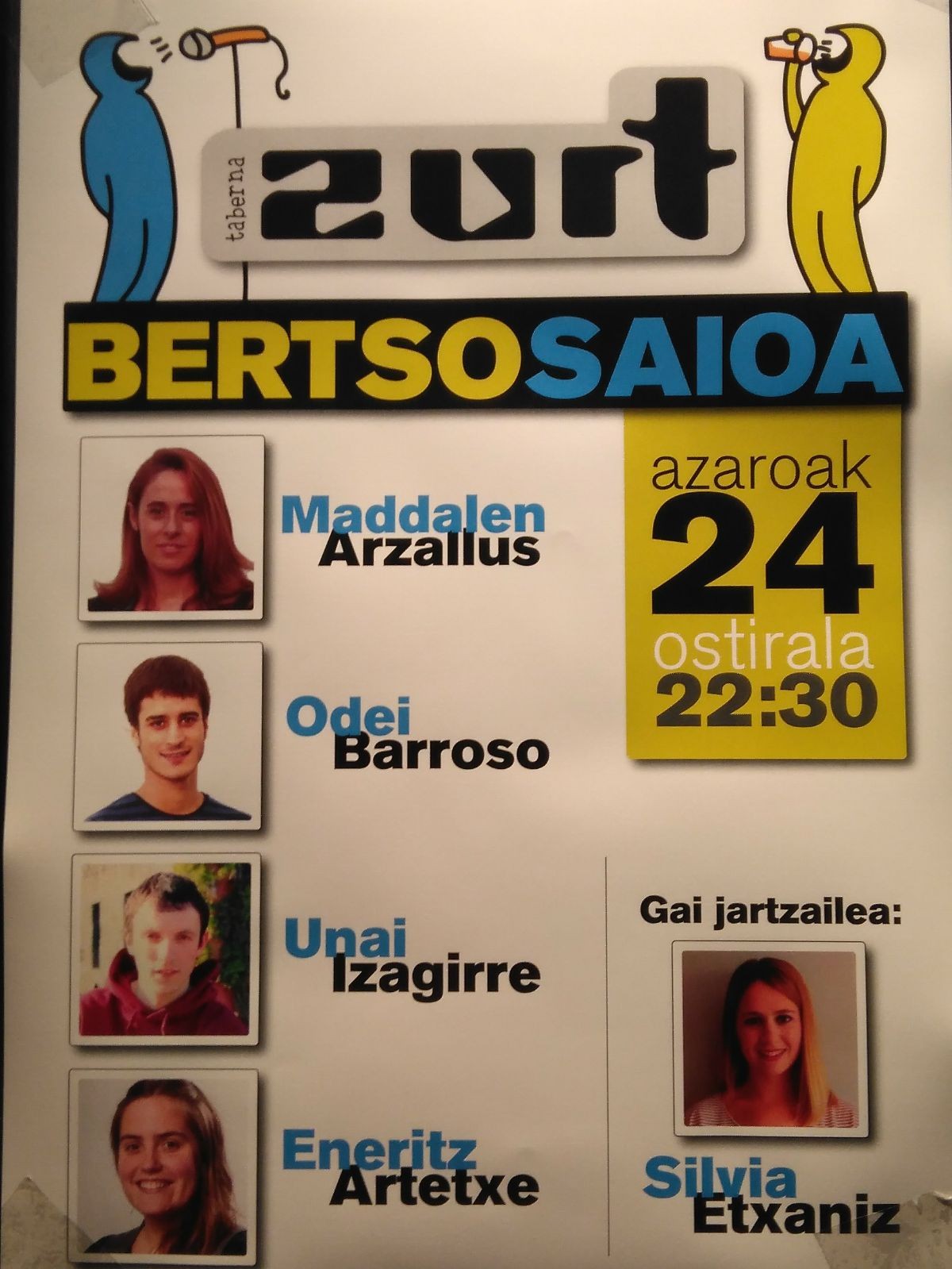 Bertso saioa izango da ostiralean, Zurt tabernan