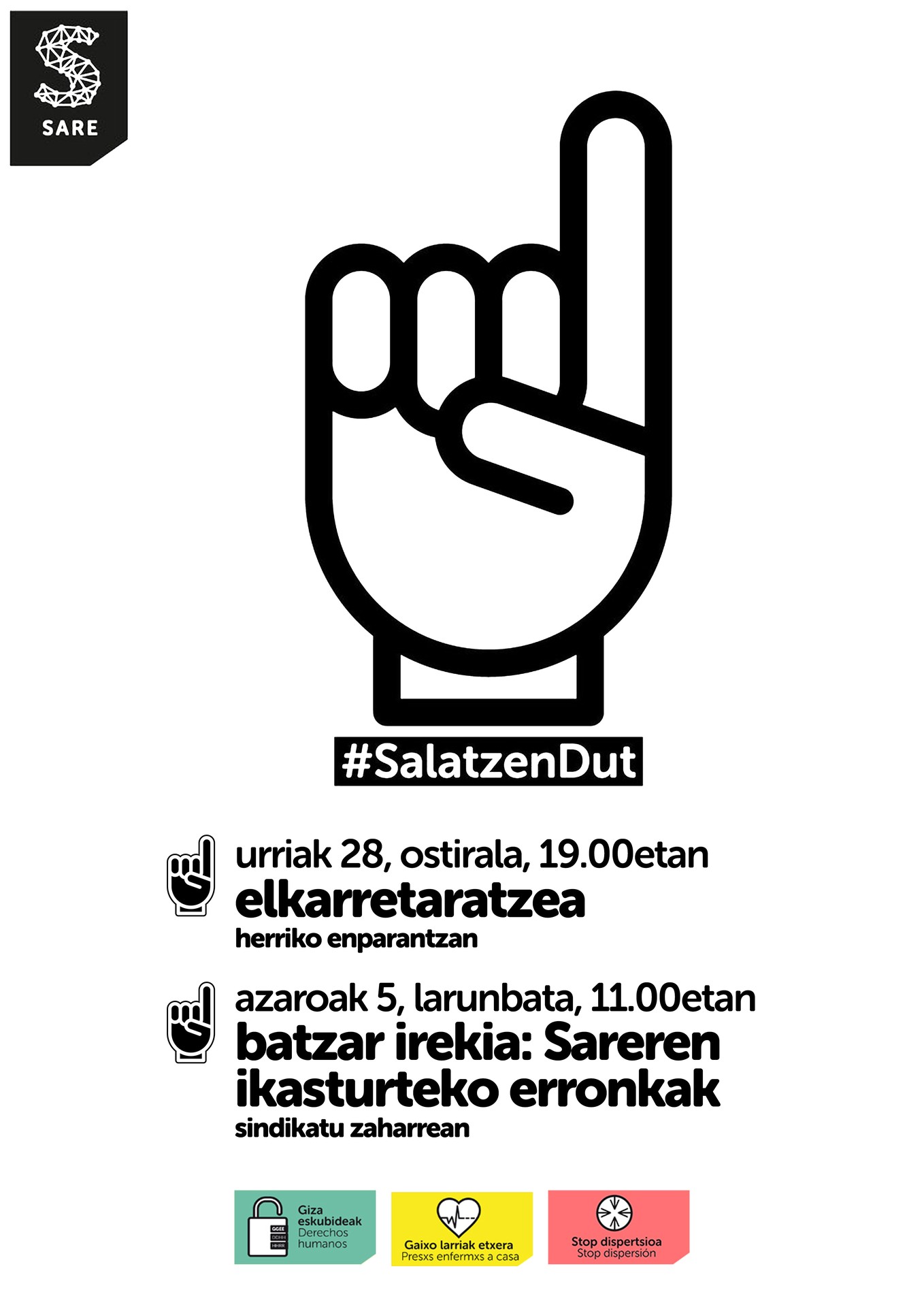 Presoen eskubideen aldeko bi ekimen egingo ditu Azpeitiko Sarek datozen egunetan