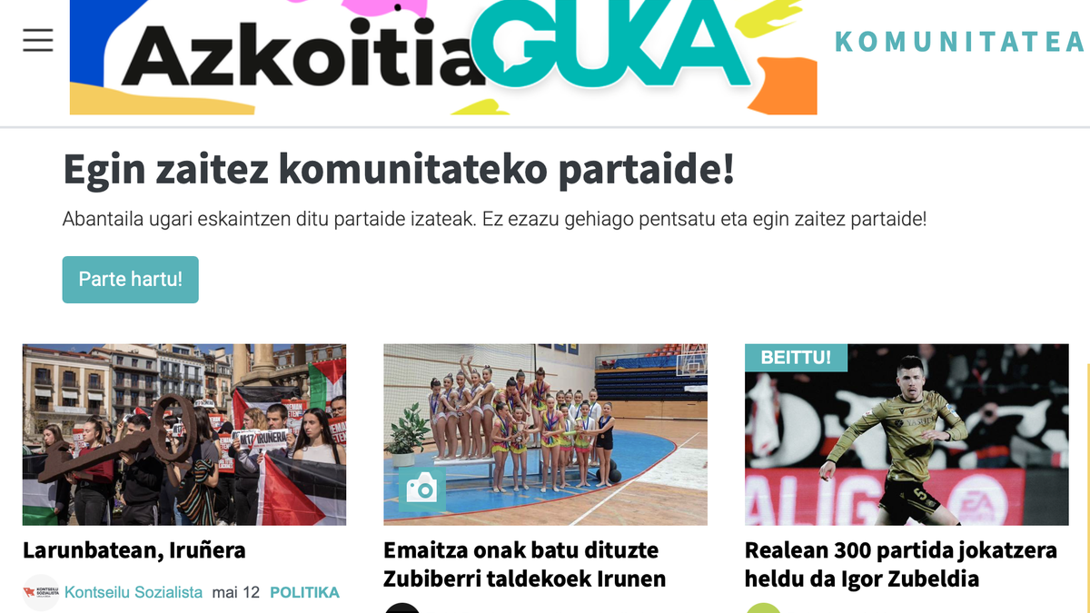 Azkoitia Gukaren webguneko komunitatea, berrituta