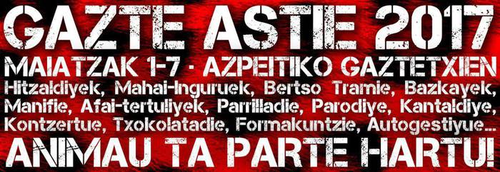 Maiatzaren 1etik 7ra ospatuko dute Gazte Astea, Azpeitiko Gaztetxean
