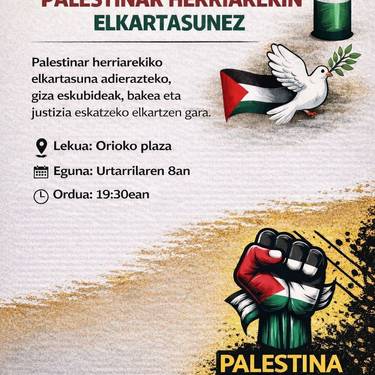 Elkarretaratzea: 'Palestinar herriarekin elkartasunez'