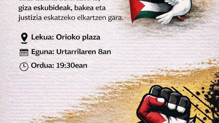 Elkarretaratzea: 'Palestinar herriarekin elkartasunez'