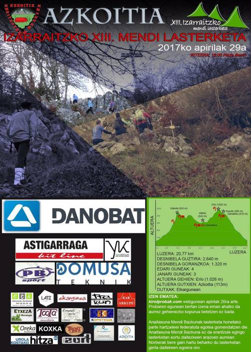 Izarraizko XIII. Mendi Lasterketa apirilaren 29an izango da