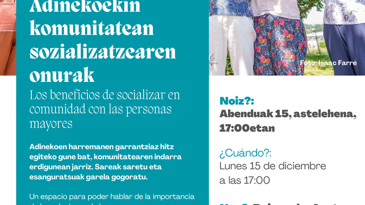 Hitzaldia: 'Adinekoekin komunitatean sozializatzearen onuraz'