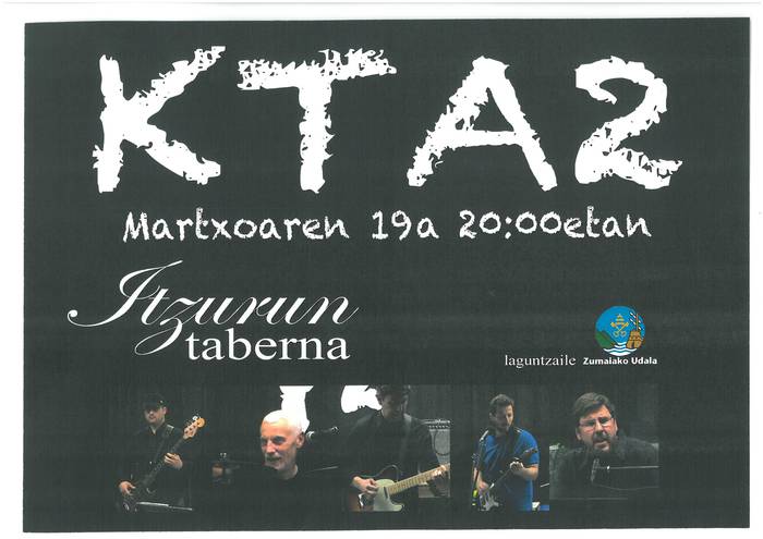 KTA2 taldearen kontzertua, larunbatean, Itzurun tabernan