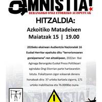 Hitzaldia: 'Eskubide zibil eta politikoen defentsan amnistia!'