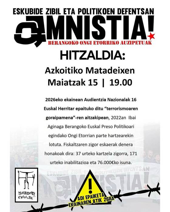 Hitzaldia: 'Eskubide zibil eta politikoen defentsan amnistia!'