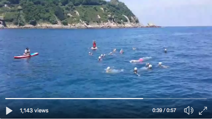 Bideoa: Zarauztarrak Marea Urdineko erreleboa hartzen