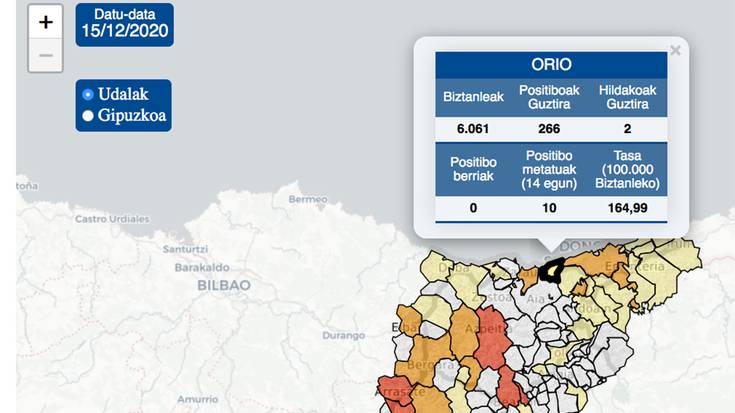 Gipuzkoako COVID-19 mapa sartu du Orioko Udalak webgunean, pandemiaren egunean eguneko datuak emateko