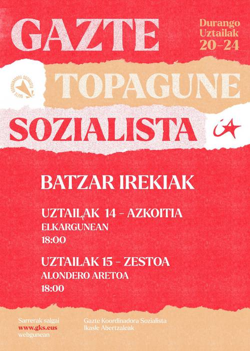 Gazte Topagune Sozialistaren inguruko batzar irekia