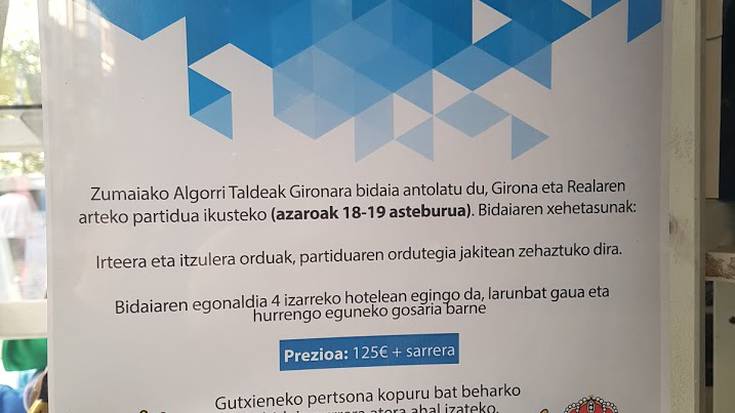 Girona-Real Sociedad partida ikustera joateko bidaia antolatu du Algorri taldeak