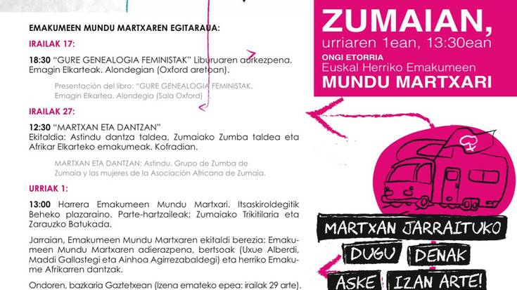 Emakumearen Mundu Martxaren inguruan zenbait ekitaldi antolatuko dira herrian