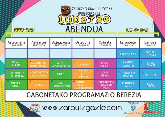 Ludotxoren abenduko egitaraua, hemen