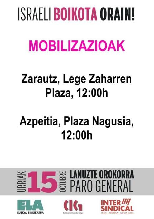 Mobilizazioa: 'Israeli boikota orain!'