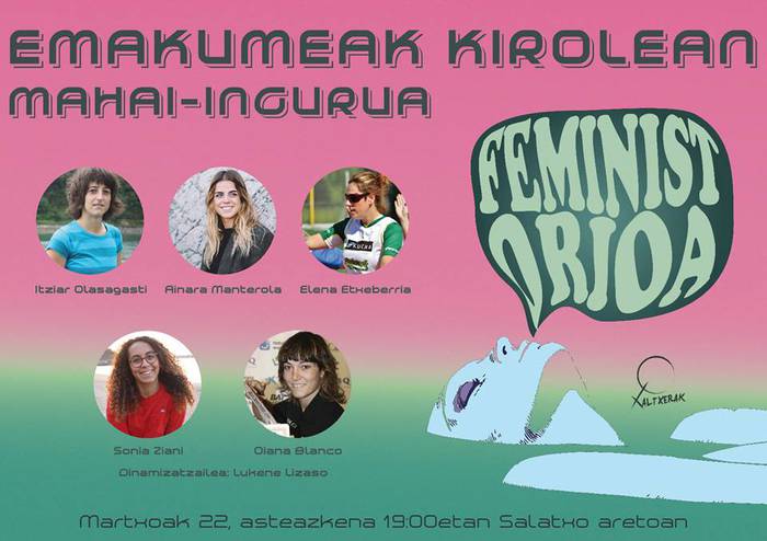 'Emakumeak kirolean' mahai-ingurua antolatu du Xaltxerak taldeak asteazkenerako