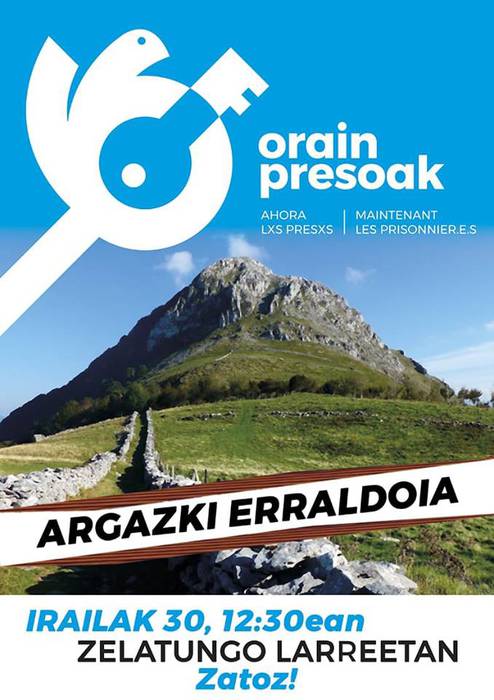 Argazki erraldoia aterako dute igandean Zelatunen, Orain Presoak dinamikak deitutako manifestazioari babesa agertzeko