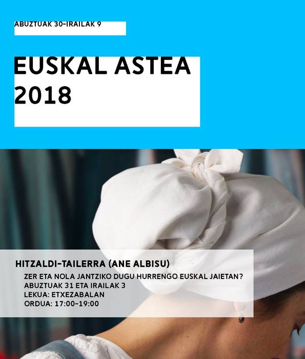 Ane Albisuk Zarautzen emango duen tailerrerako izen-ematea, zabalik