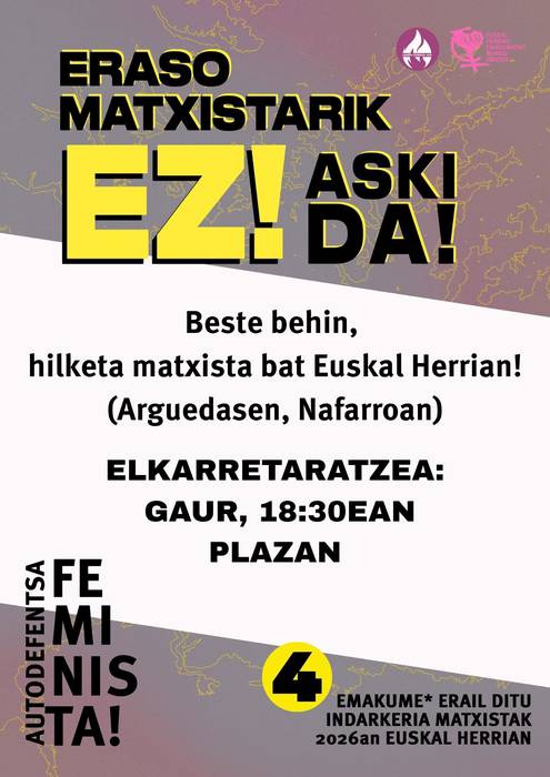 Elkarretaratzea: 'Beste hilketa matxista bat Euskal Herrian! Aski da!'