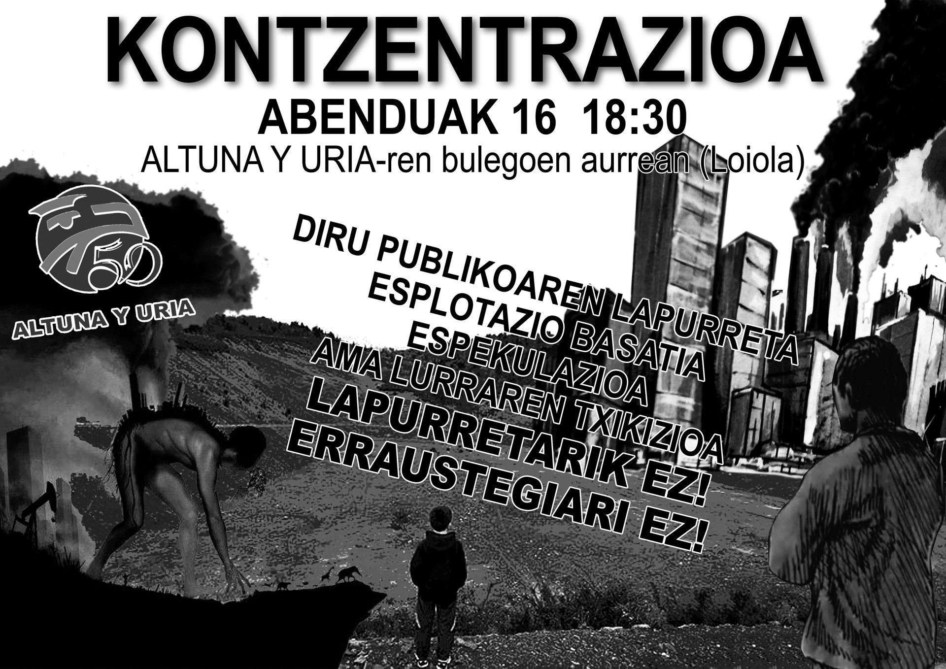 Erraustegiaren kontra Altuna y Uriaren bulegoen aurrean deitutako kontzentrazioarekin bat egin du Gaztetxeak