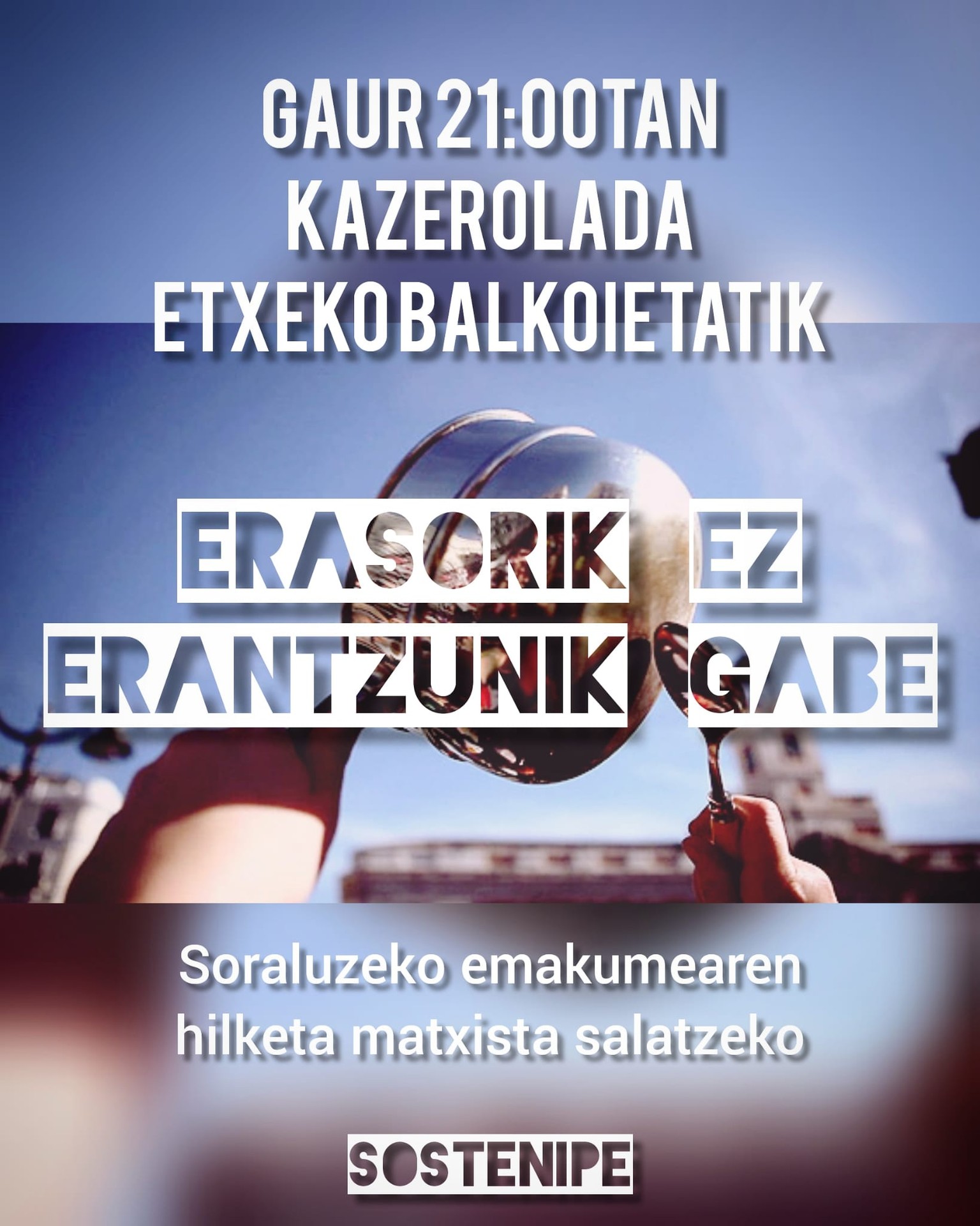 Soraluzeko erailketa matxista salatzeko, kazerolada leihoetatik eta balkoietatik