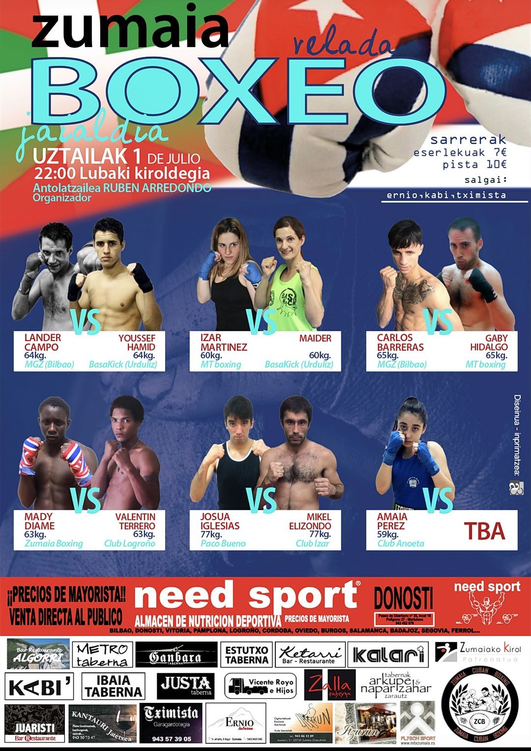 Boxeo jaialdia egingo da uztailaren 1ean Lubakin