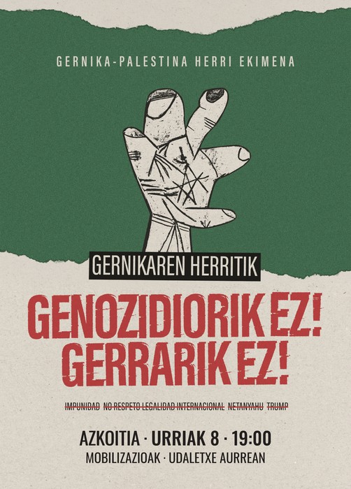 Mobilizazioa: 'Genozidiorik ez! Gerrarik ez!'