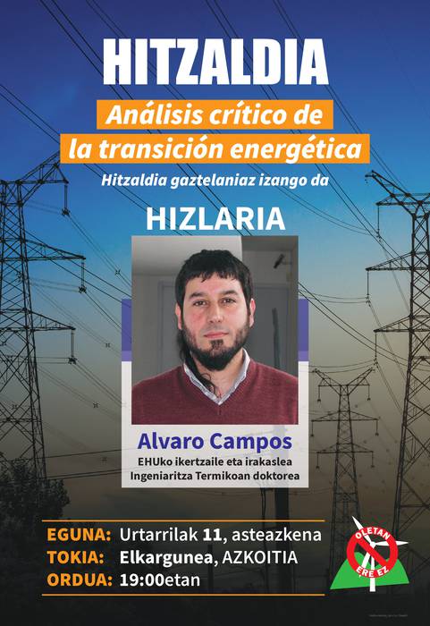 'Análisis crítico de la transición energética' hitzaldia