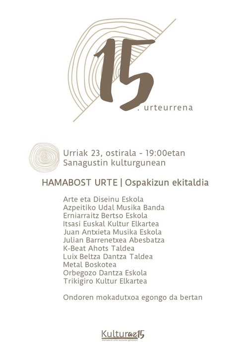 Kulturaz kooperatibaren 15. urteurrena: ospakizun ekitaldia