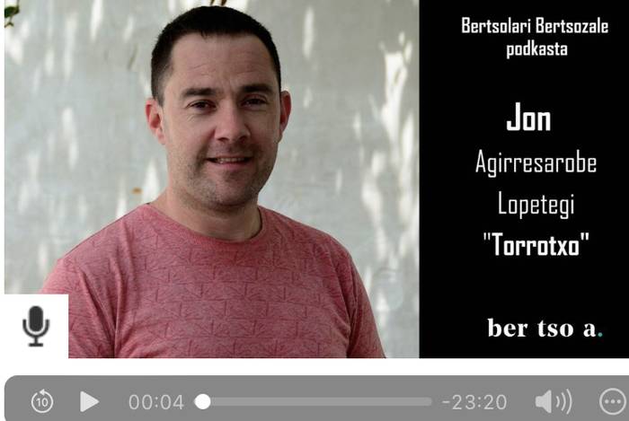 HARA! Jon Agirresarobe 'Torrotxo'  Bertsolari Bertsozale podcastean elkarrizketatu dute